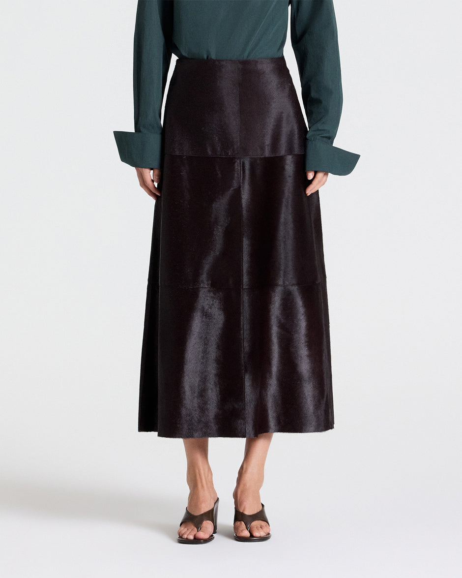 TWP Wine The A-Line Skirt in Ponyhair view 6