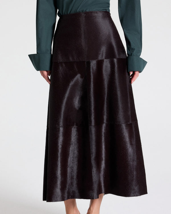 TWP Wine The A-Line Skirt in Ponyhair view 2