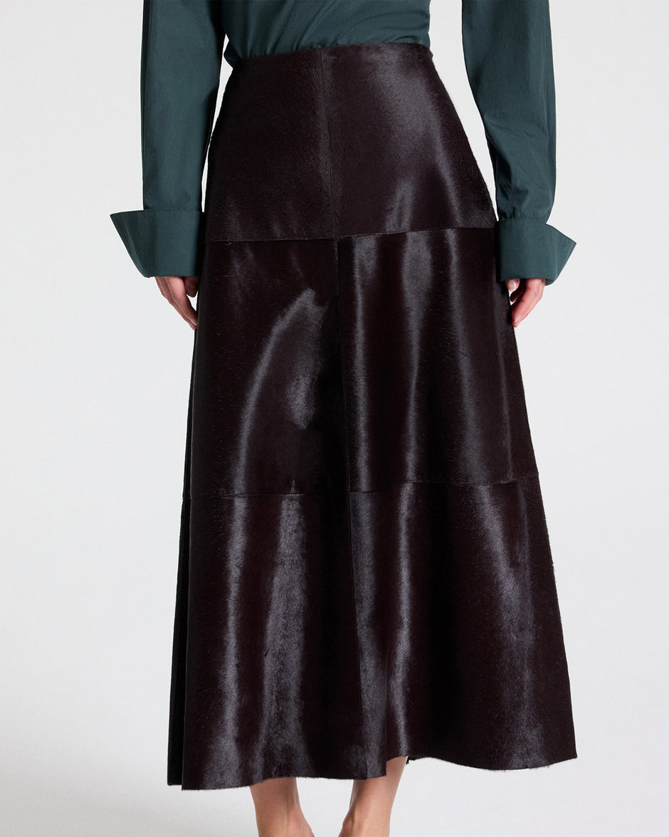 TWP Wine The A-Line Skirt in Ponyhair view 2