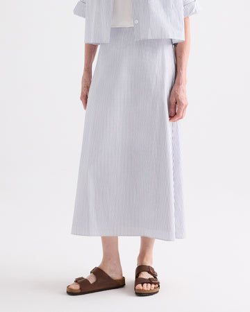 TWP White/midnight A-Line Skirt in Micro Hairline Cotton Stripe view 5