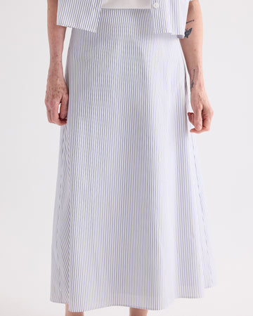 TWP White/midnight A-Line Skirt in Micro Hairline Cotton Stripe view 2