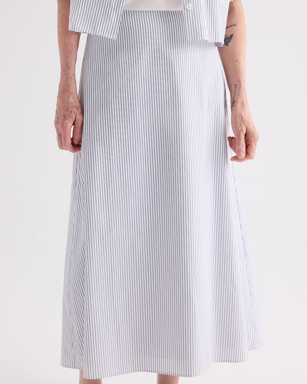TWP White/midnight A-Line Skirt in Micro Hairline Cotton Stripe view 2