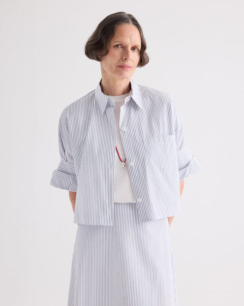 White / midnight Next Ex Shirt in Micro Hairline Stripe | TWP