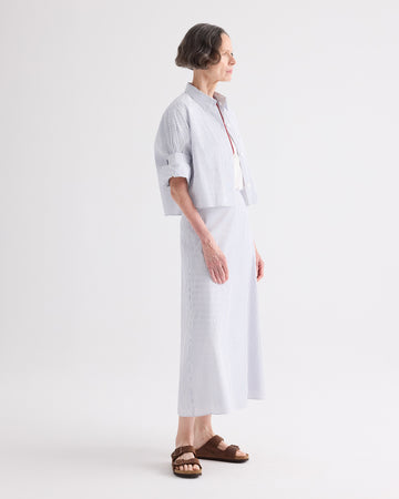 TWP White / midnight Next Ex Shirt in Micro Hairline Stripe view 4