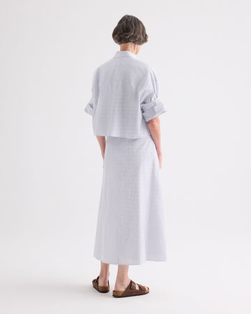 TWP White / midnight Next Ex Shirt in Micro Hairline Stripe view 5