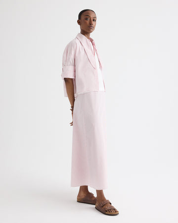 TWP White / red A-Line Skirt in Cotton Stripes view 3