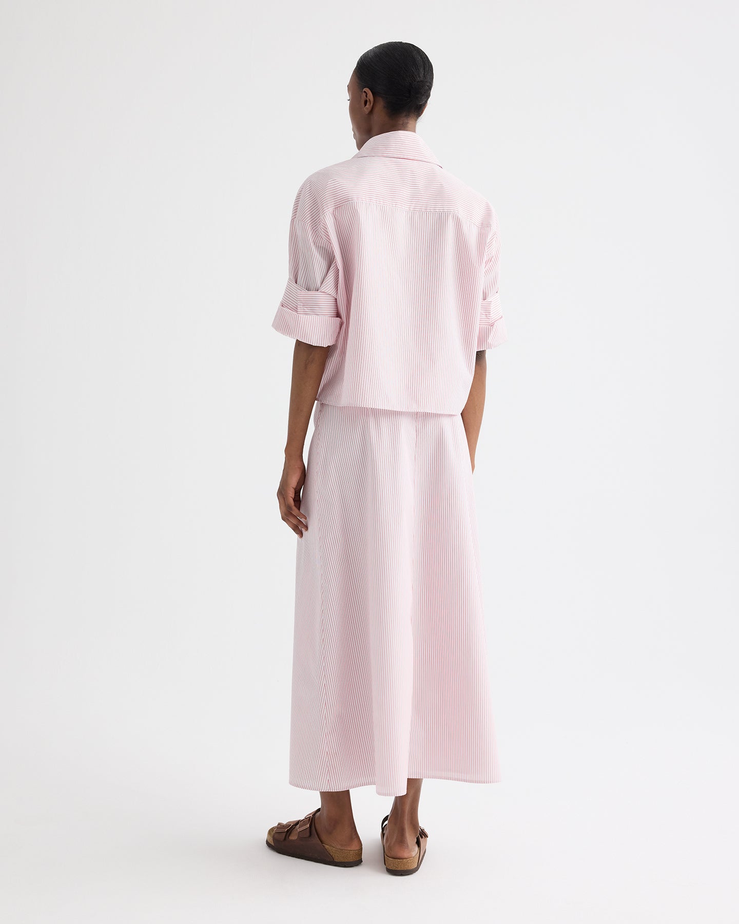 TWP White / red A-Line Skirt in Cotton Stripes view 4