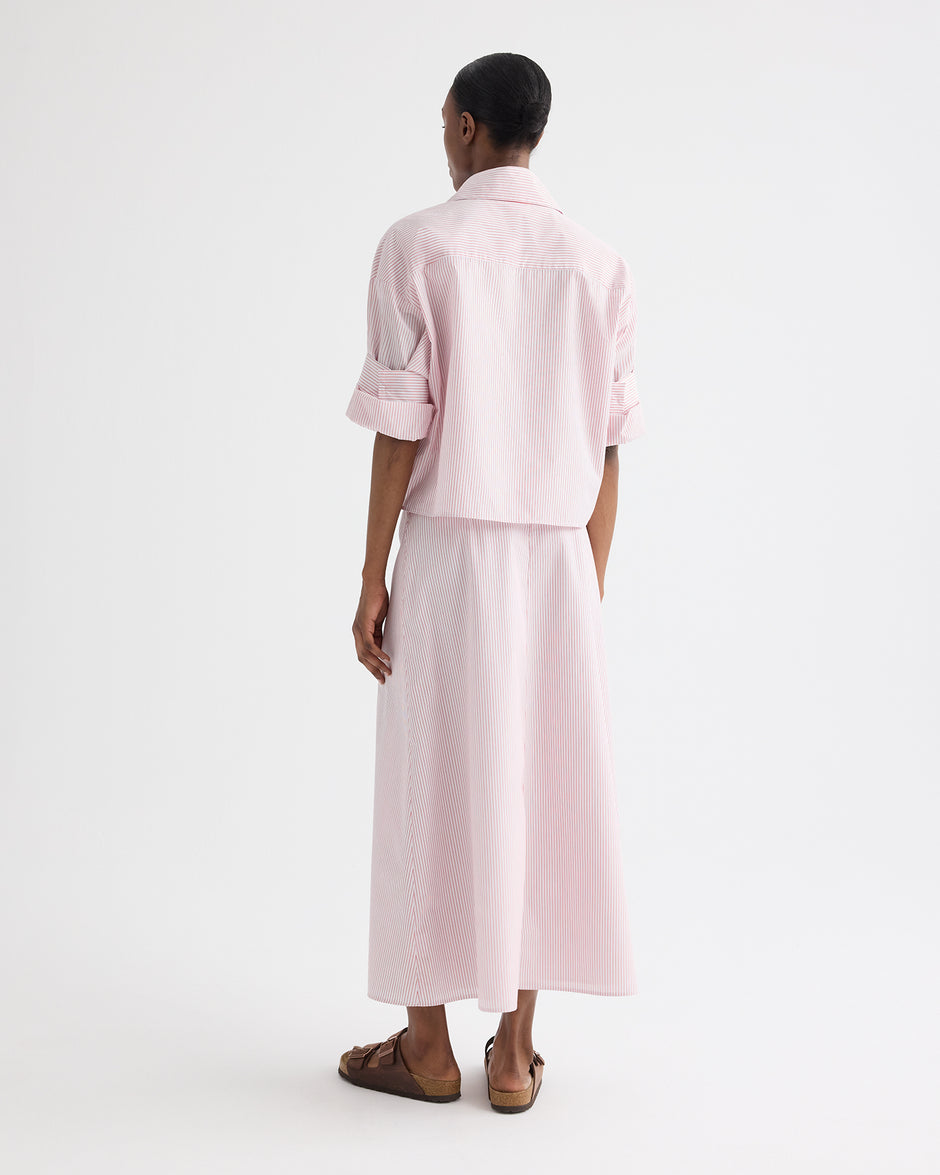 TWP White / red A-Line Skirt in Cotton Stripes view 4