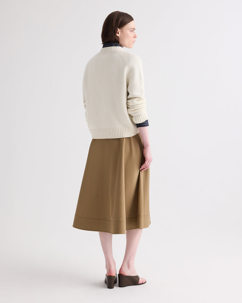 TWP British khaki Pure Intentions Skirt in Trench Chino Twill view 5