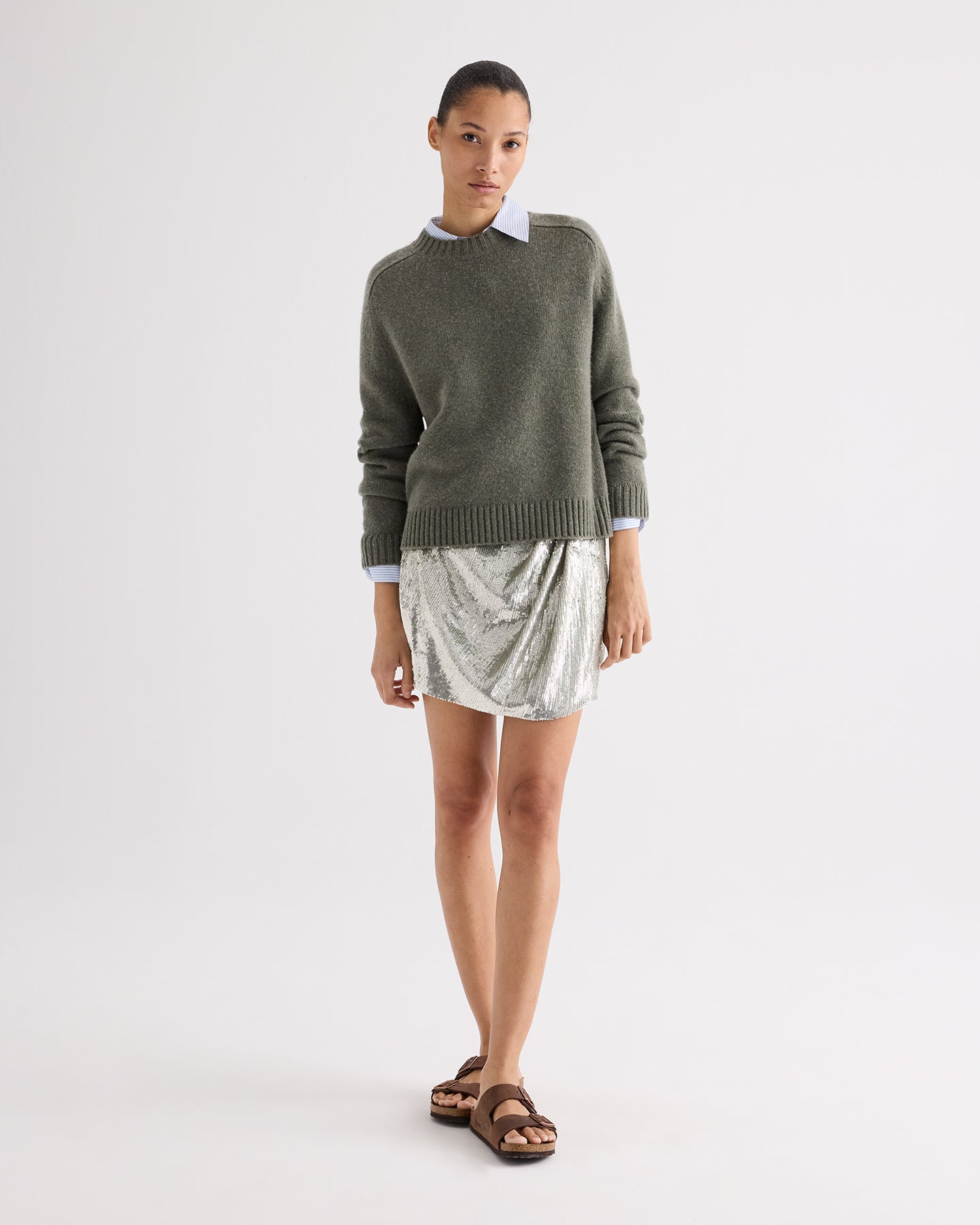 TWP Quiet grey Short Lover Skirt in Sequins view 1