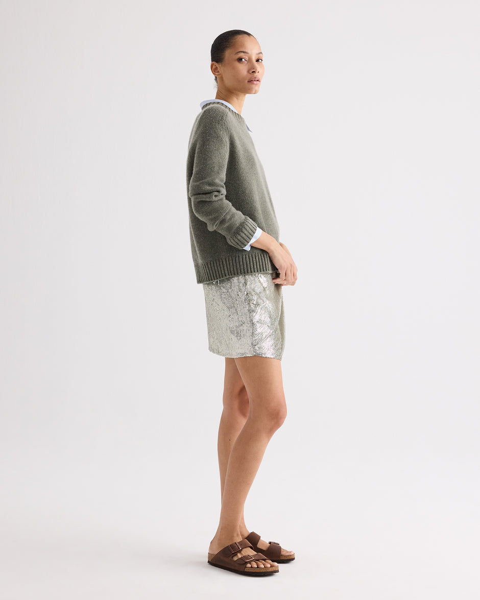 TWP Quiet grey Short Lover Skirt in Sequins view 4