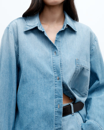 TWP Vintage wash Wilson Top in Denim Shirting view 1