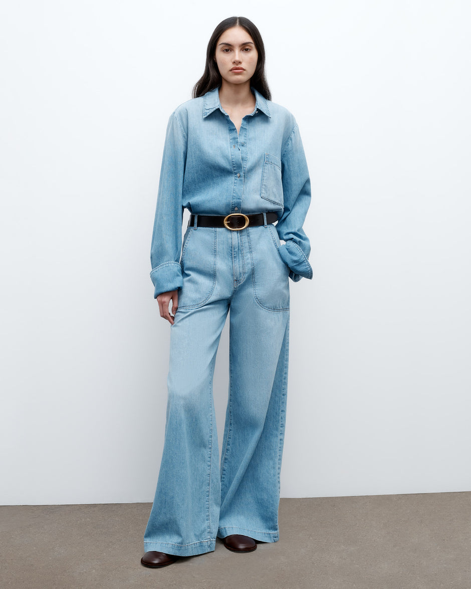 TWP Vintage wash Mecox Beach Pant in Linen Cotton Denim view 1