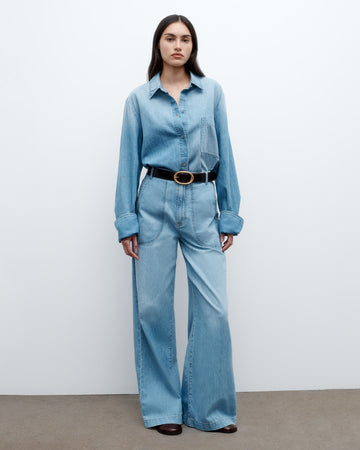 TWP Vintage wash Mecox Beach Pant in Linen Cotton Denim view 1