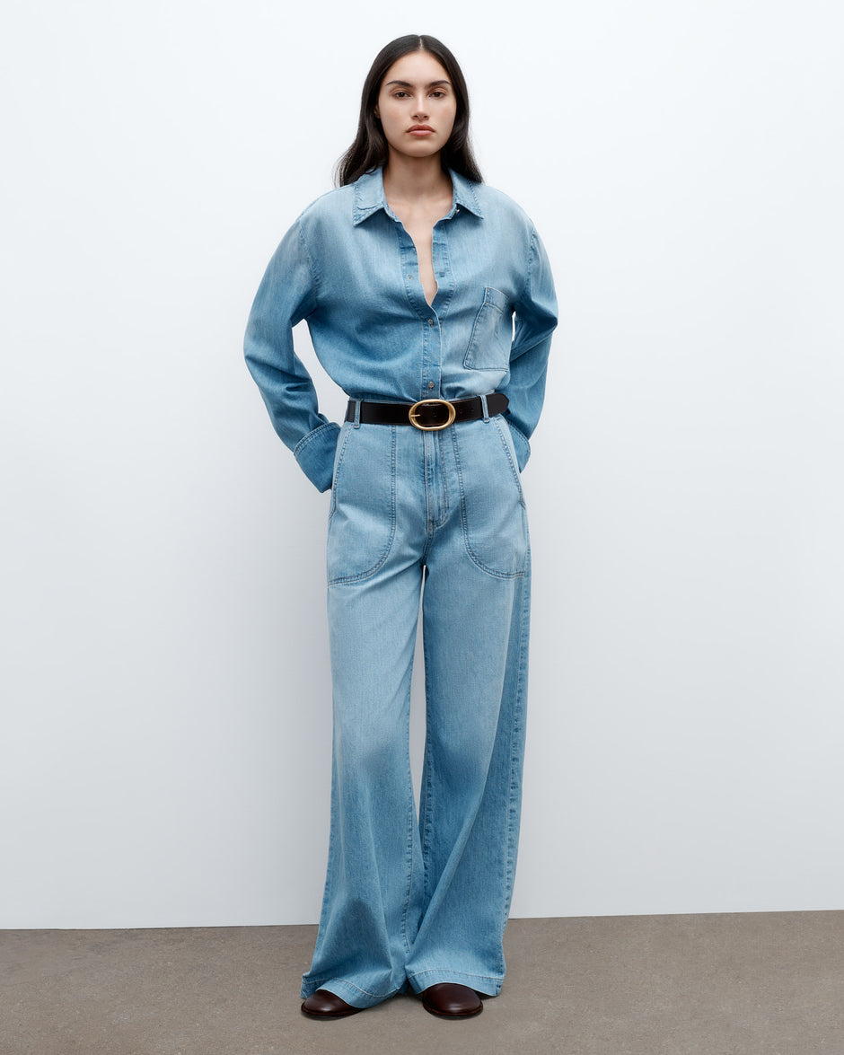 TWP Vintage wash Mecox Beach Pant in Linen Cotton Denim view 1