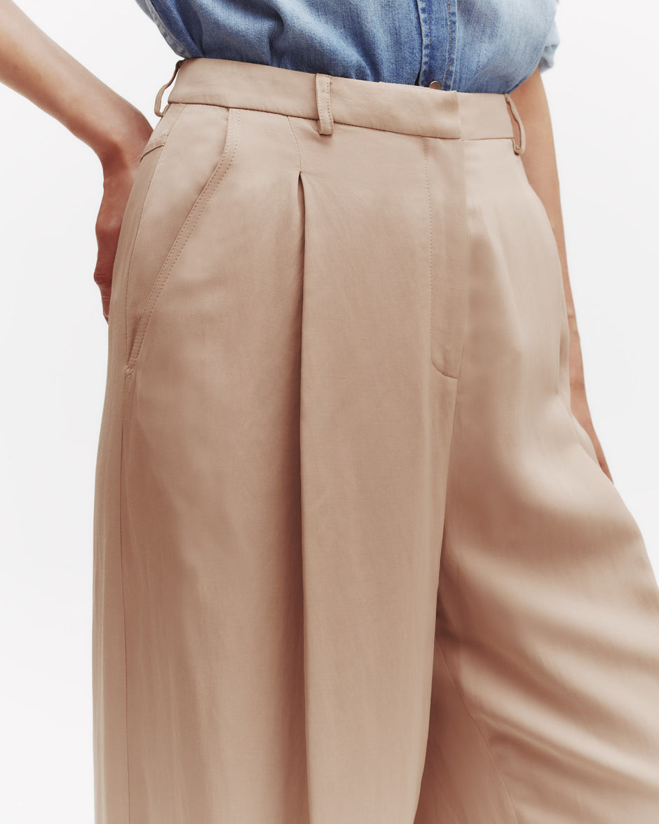 TWP Travertine Greene St. Pant in Coated Viscose Linen view 1