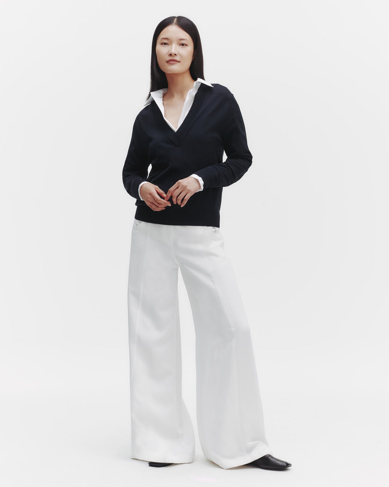 TWP Midnight Perfect Deep V Sweater in Cotton Viscose view 4