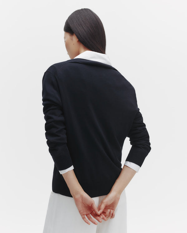 TWP Midnight Perfect Deep V Sweater in Cotton Viscose view 3