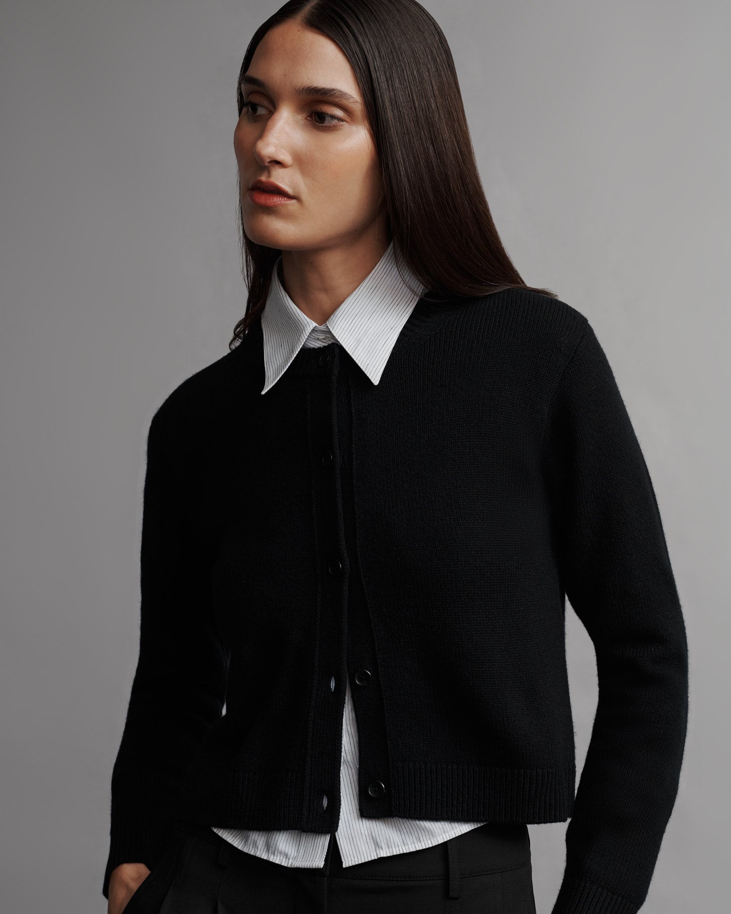 TWP Black Lord Cardigan in Cashmere view 1