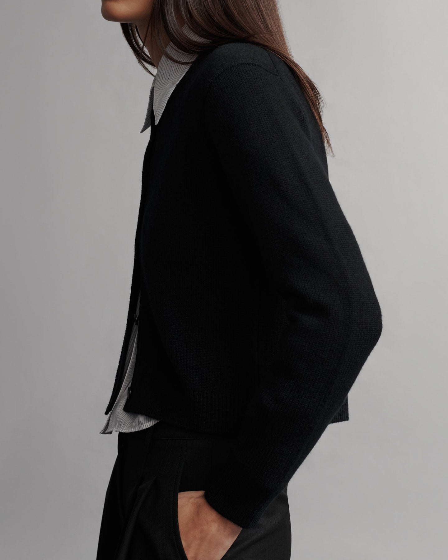 TWP Black Lord Cardigan in Cashmere view 4