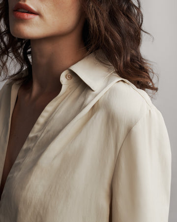 TWP French butter GTGOAN Top in Coated Viscose Linen view 3