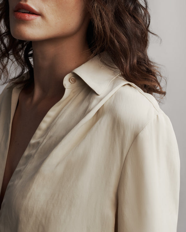 TWP French butter GTGOAN Top in Coated Viscose Linen view 3