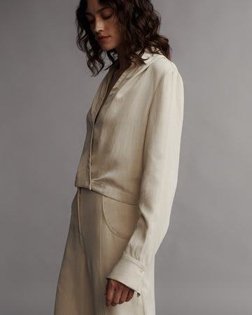 TWP French butter GTGOAN Top in Coated Viscose Linen view 4