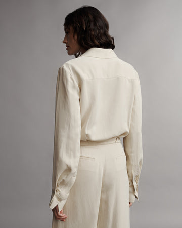 TWP French butter GTGOAN Top in Coated Viscose Linen view 5