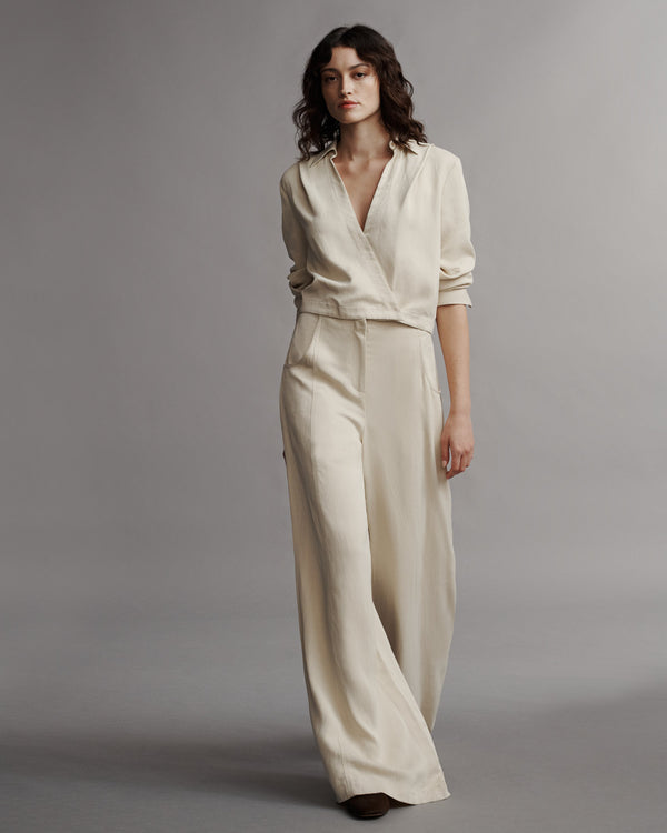 TWP French butter GTGOAN Top in Coated Viscose Linen view 2