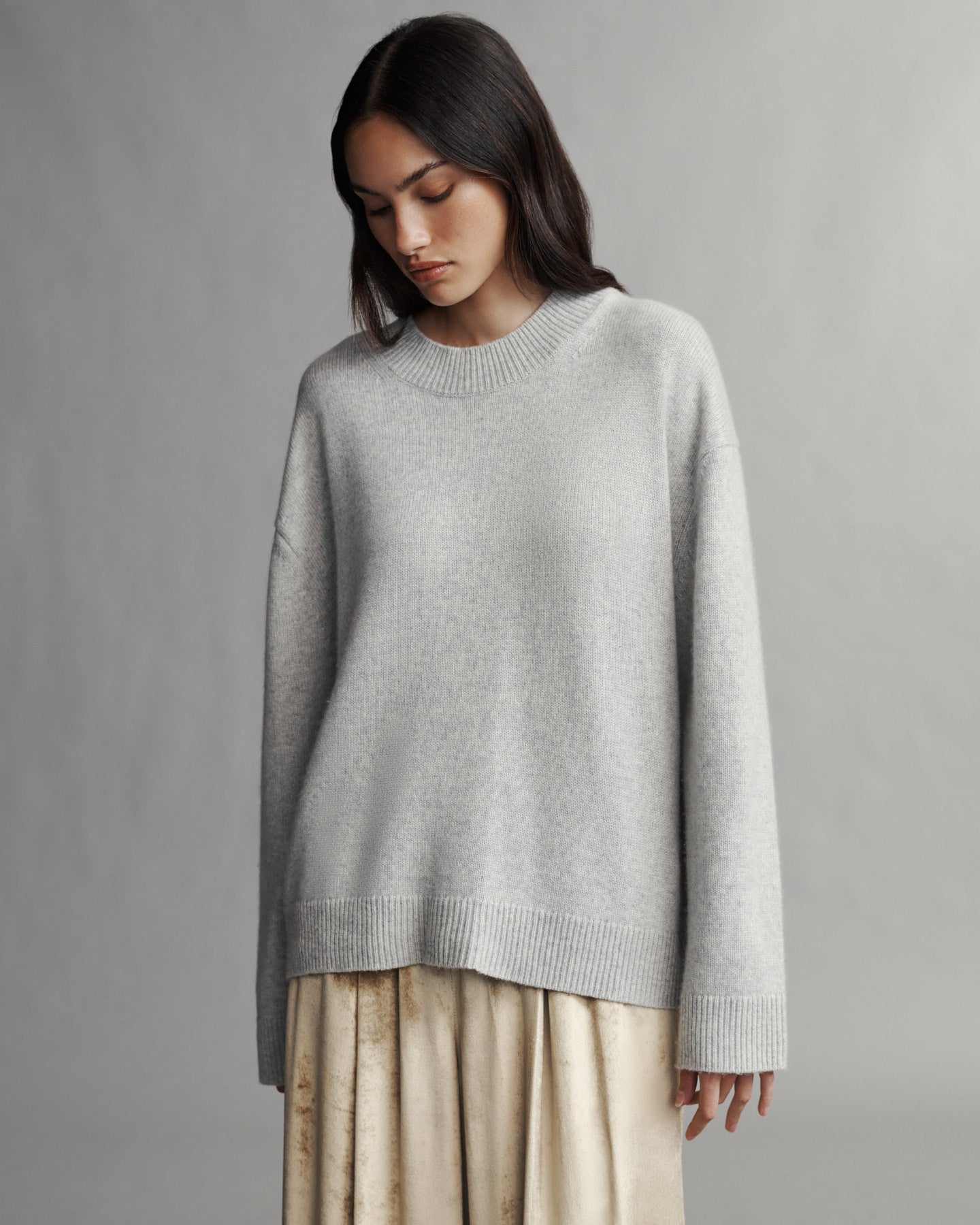 TWP Heather grey Boy Crewneck in Cashmere view 1