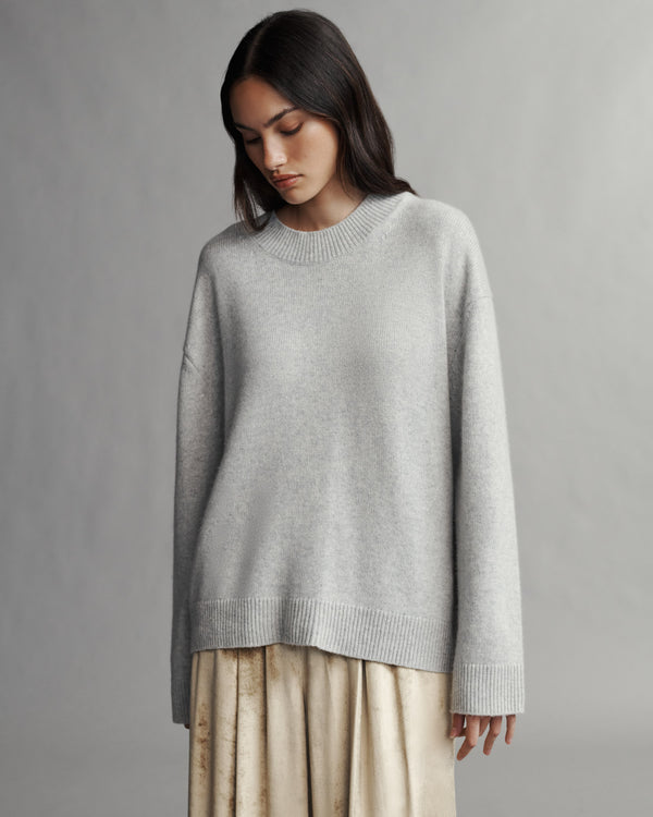 TWP Heather grey Boy Crewneck in Cashmere view 1