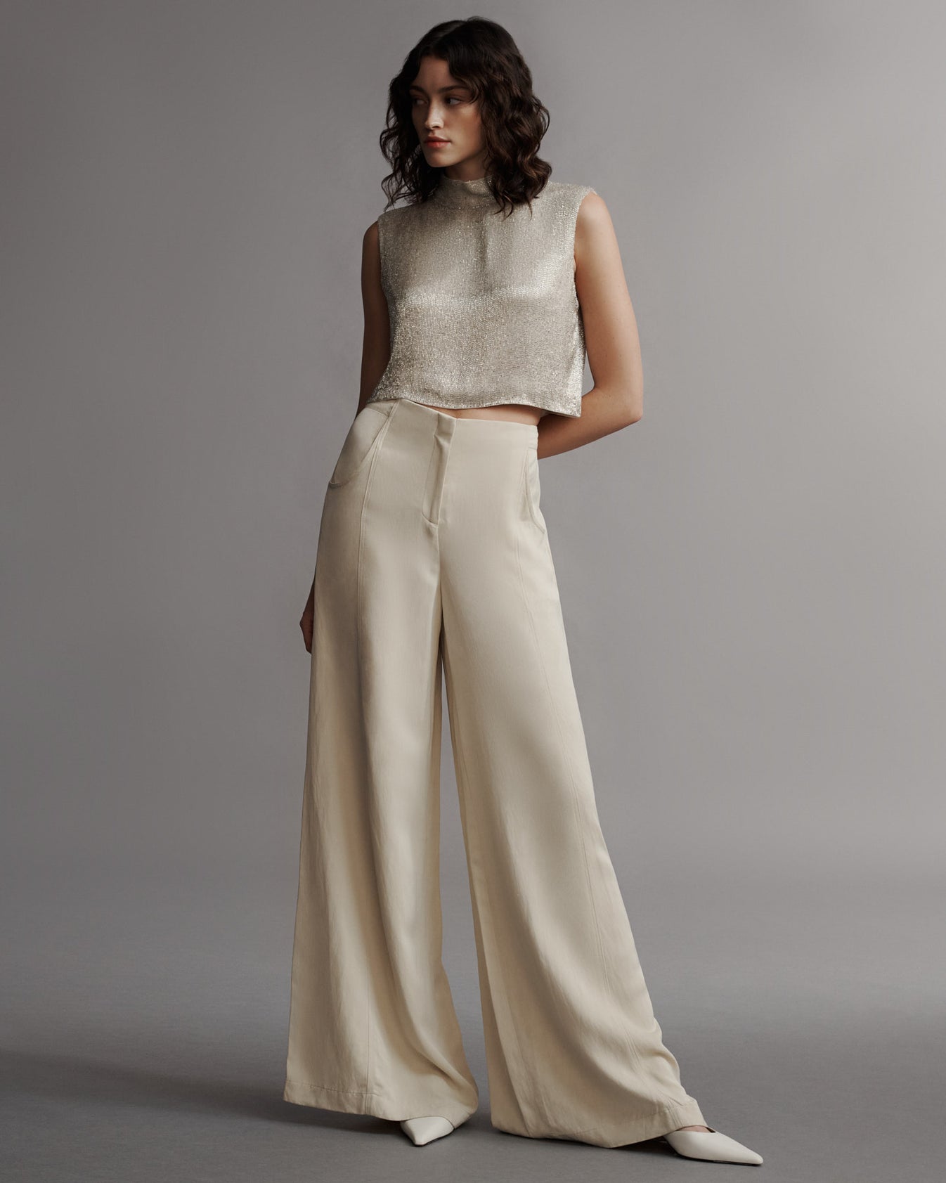 TWP Ivory Gigi Top in Silk Lined Bugle Beads view 5