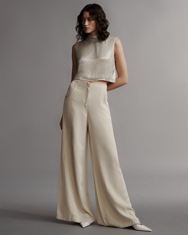 TWP Ivory Gigi Top in Silk Lined Bugle Beads view 5