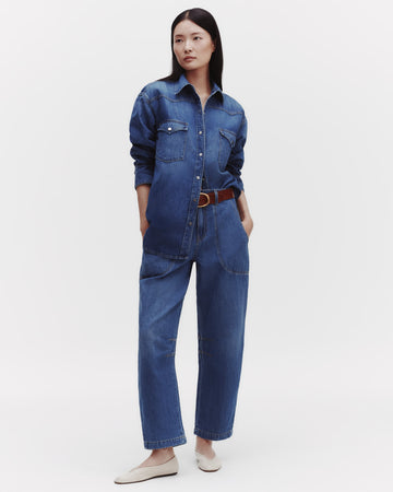 TWP Vintage wash OG Supersized Ranchers Shirt in Linen Cotton Denim view 6
