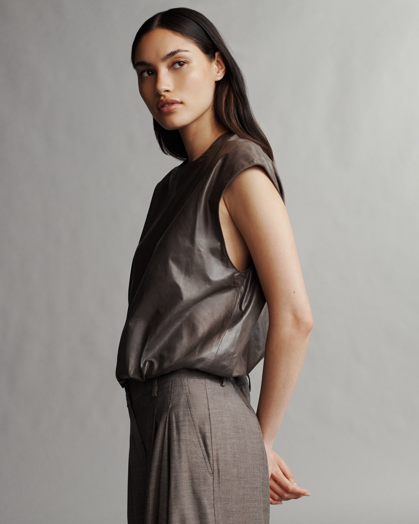 TWP Fudge Muscle Tee in Paper Leather view 3