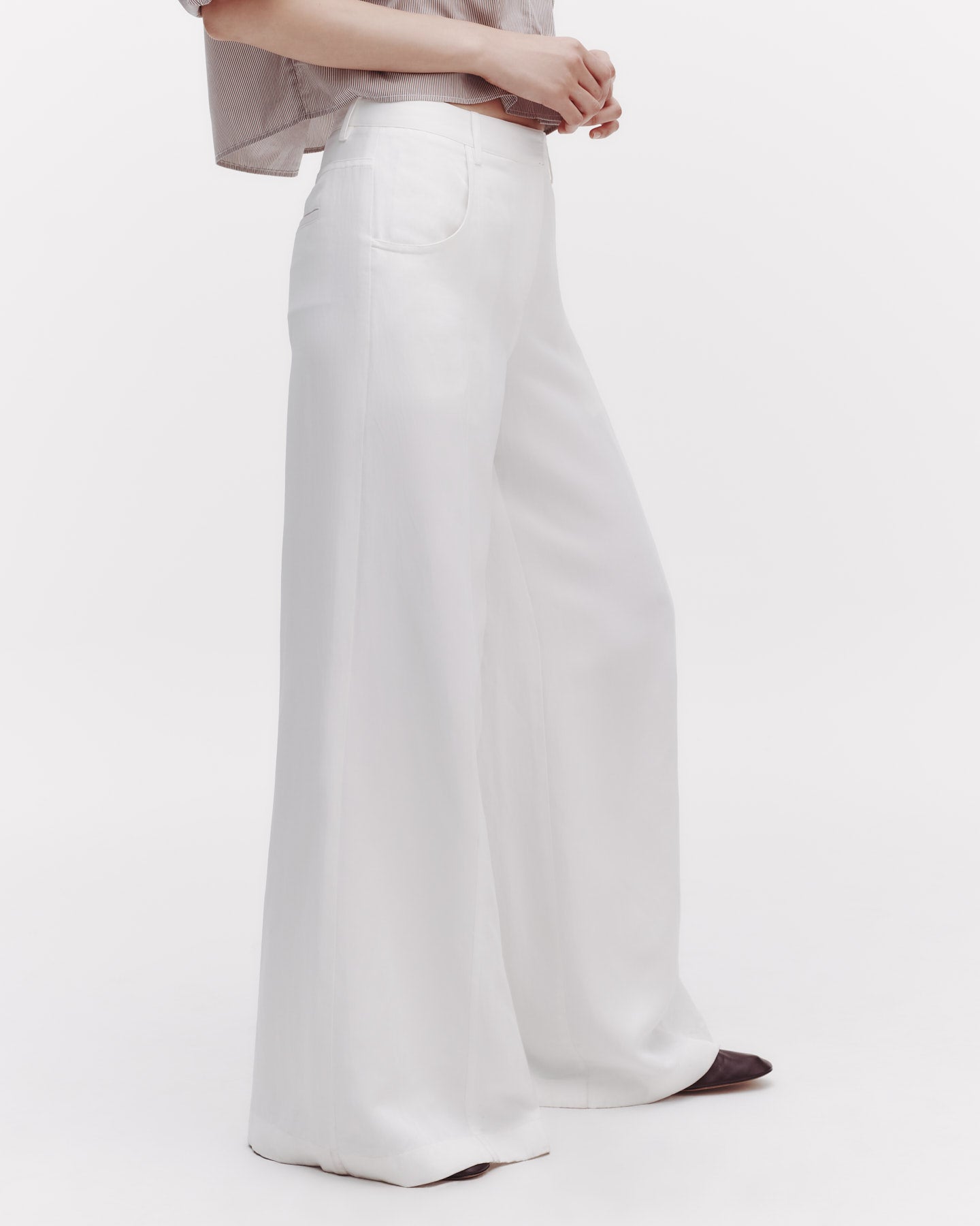 TWP White Dee&#39;s Trouser in Coated Viscose Linen view 3