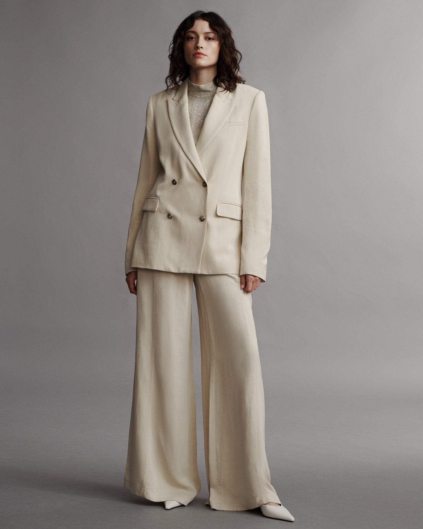 TWP French butter My Second Husband Blazer in Coated Viscose Linen view 2