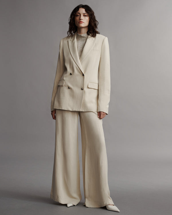 TWP French butter My Second Husband Blazer in Coated Viscose Linen view 2