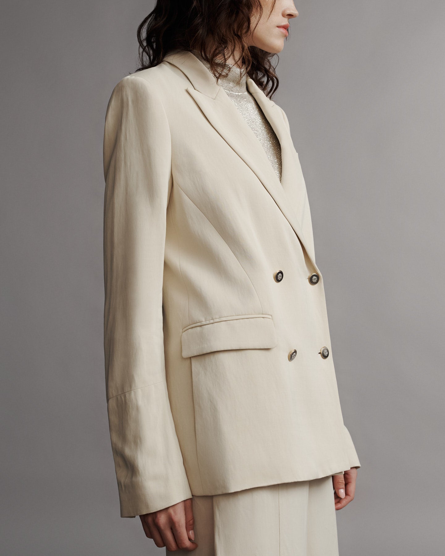 TWP French butter My Second Husband Blazer in Coated Viscose Linen view 4