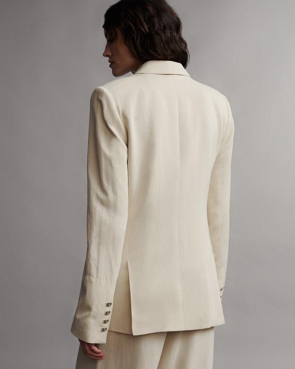 TWP French butter My Second Husband Blazer in Coated Viscose Linen view 5