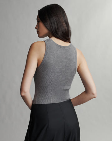 TWP Medium heather grey Knit Tank in Merino Wool view 10