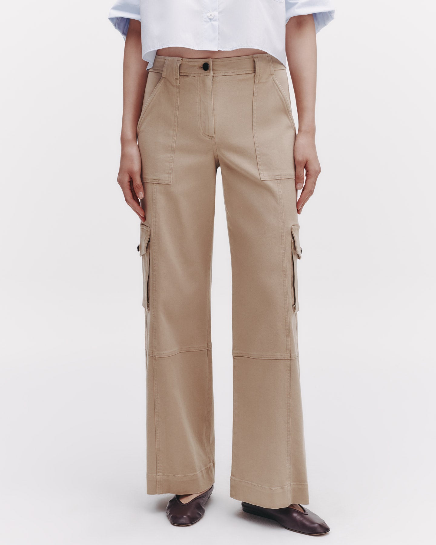 TWP Khaki Coop Pant with Cargo Pockets in Cotton Twill view 1