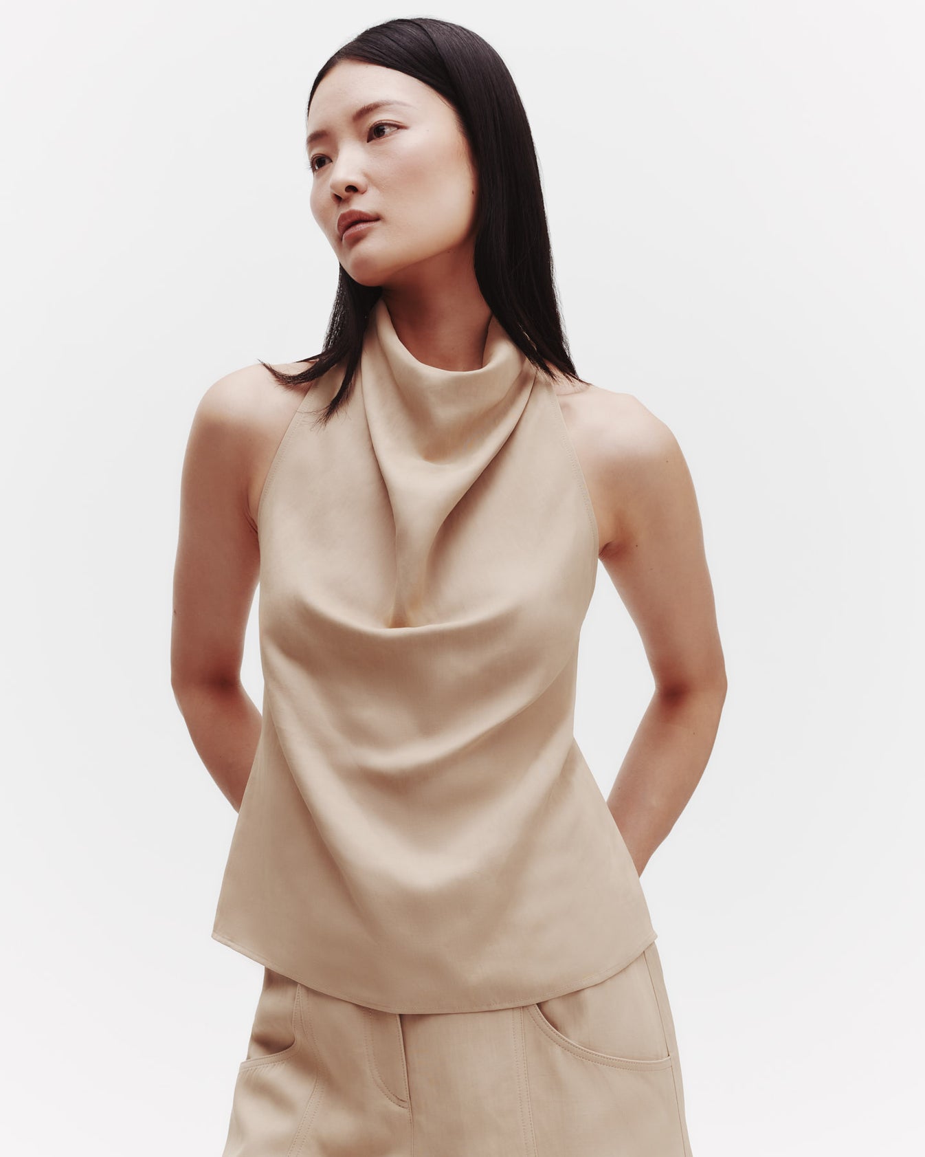 TWP Travertine Friday Night Top in Coated Viscose Linen view 1
