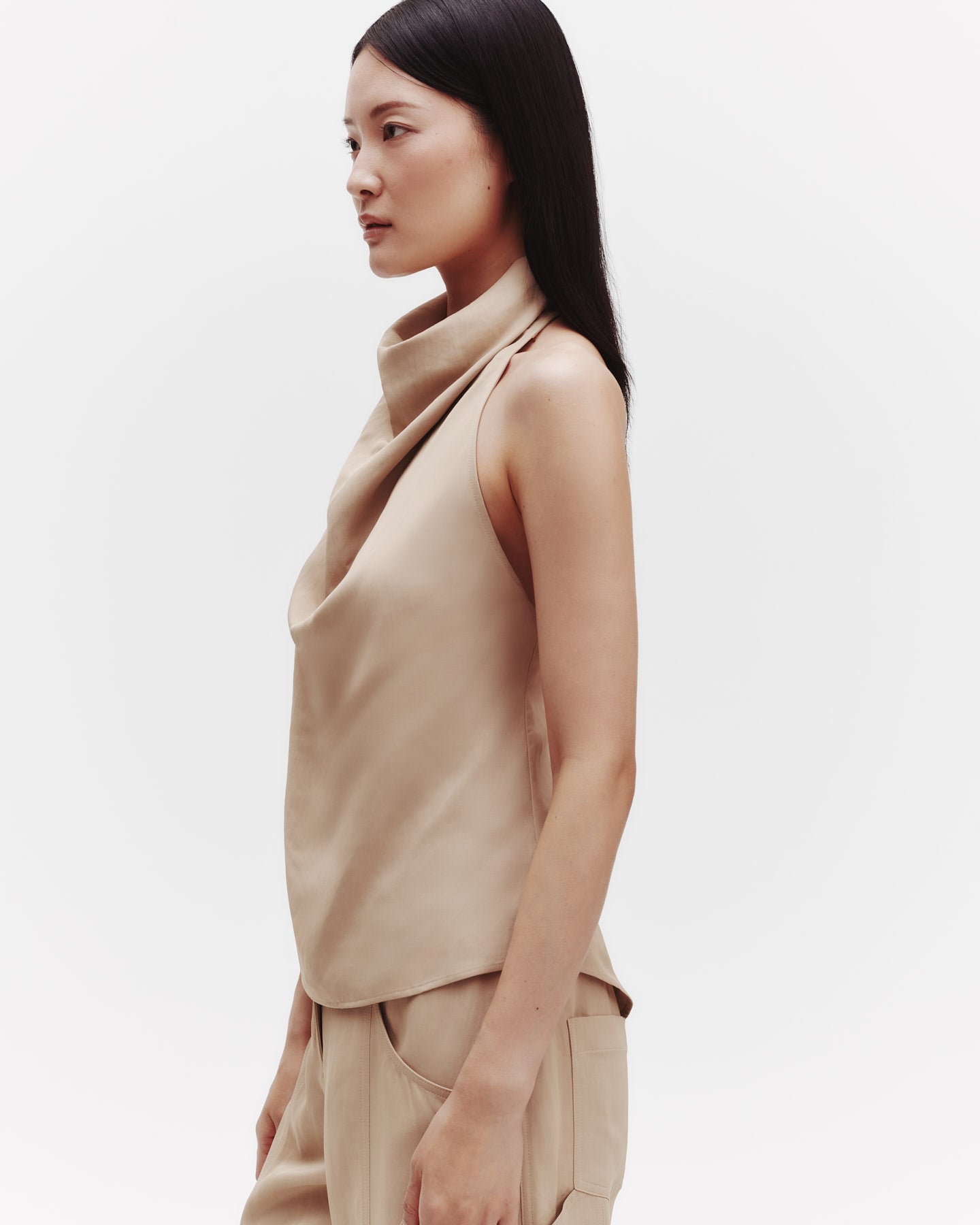 TWP Travertine Friday Night Top in Coated Viscose Linen view 3