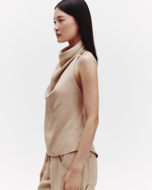 TWP Travertine Friday Night Top in Coated Viscose Linen view 3