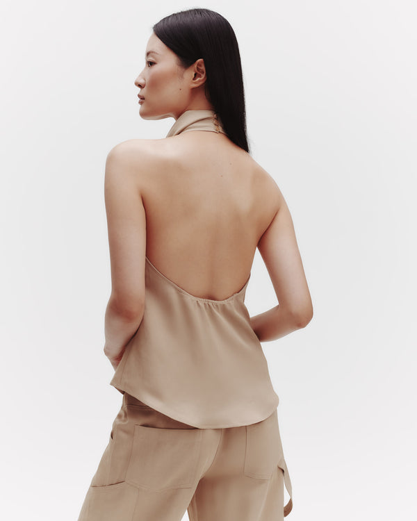 TWP Travertine Friday Night Top in Coated Viscose Linen view 4