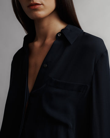 TWP Midnight Boyfriend shirt in washed georgette view 1