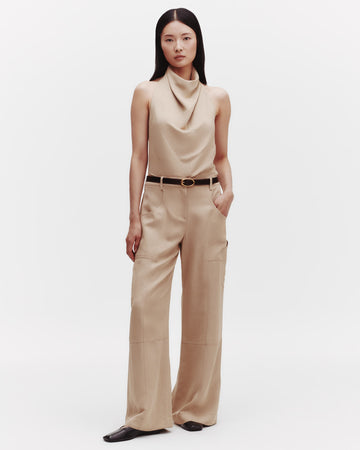 TWP Travertine Chrystie St. Pant in Coated Viscose Linen view 5