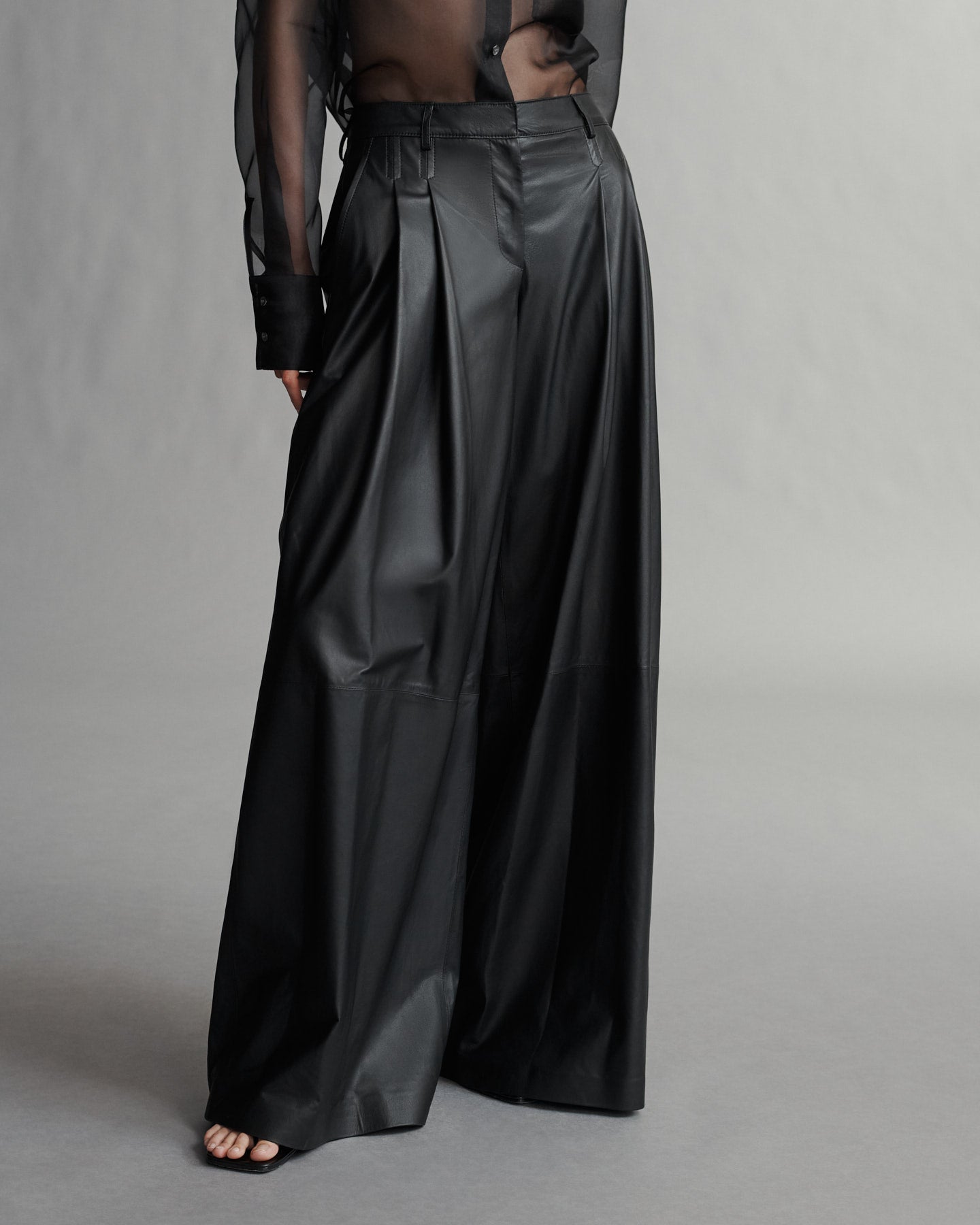 TWP Black Didi Pant in Paper Leather view 1