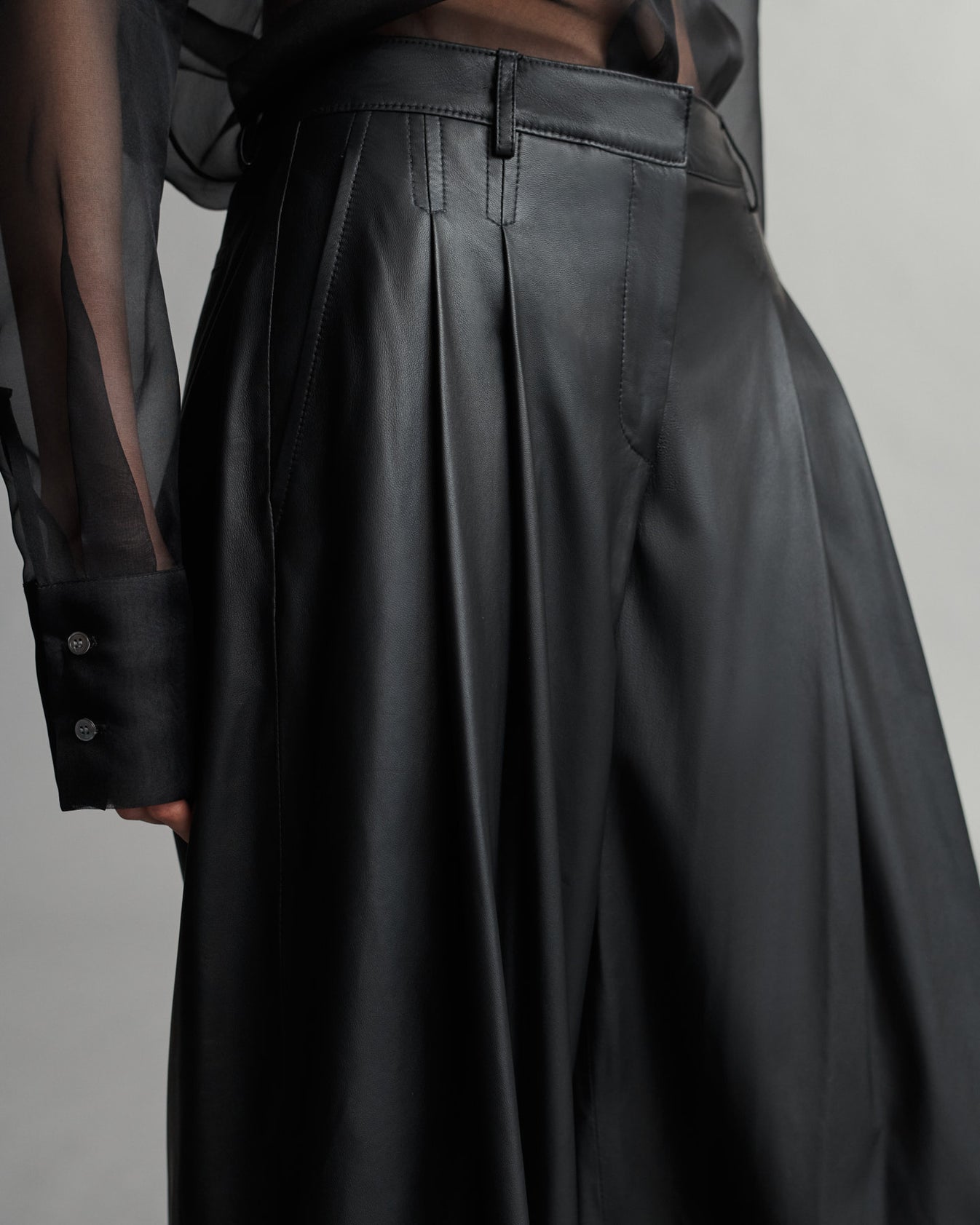 TWP Black Didi Pant in Paper Leather view 2